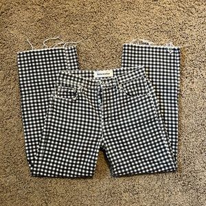 Reformation Black & White Gingham Cropped Jeans